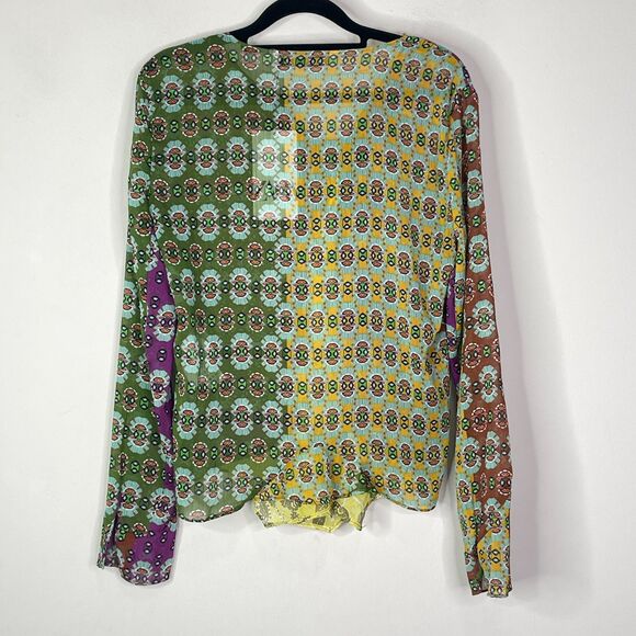 New Zara Boho Whimsy Goth Scarf Y2K Semi Sheer Jeweled Blouse Women's Size Small - Picture 2 of 7